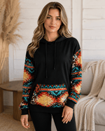 ILTEX Apparel Women's Clothing Aztec Black Pullover Hoodie