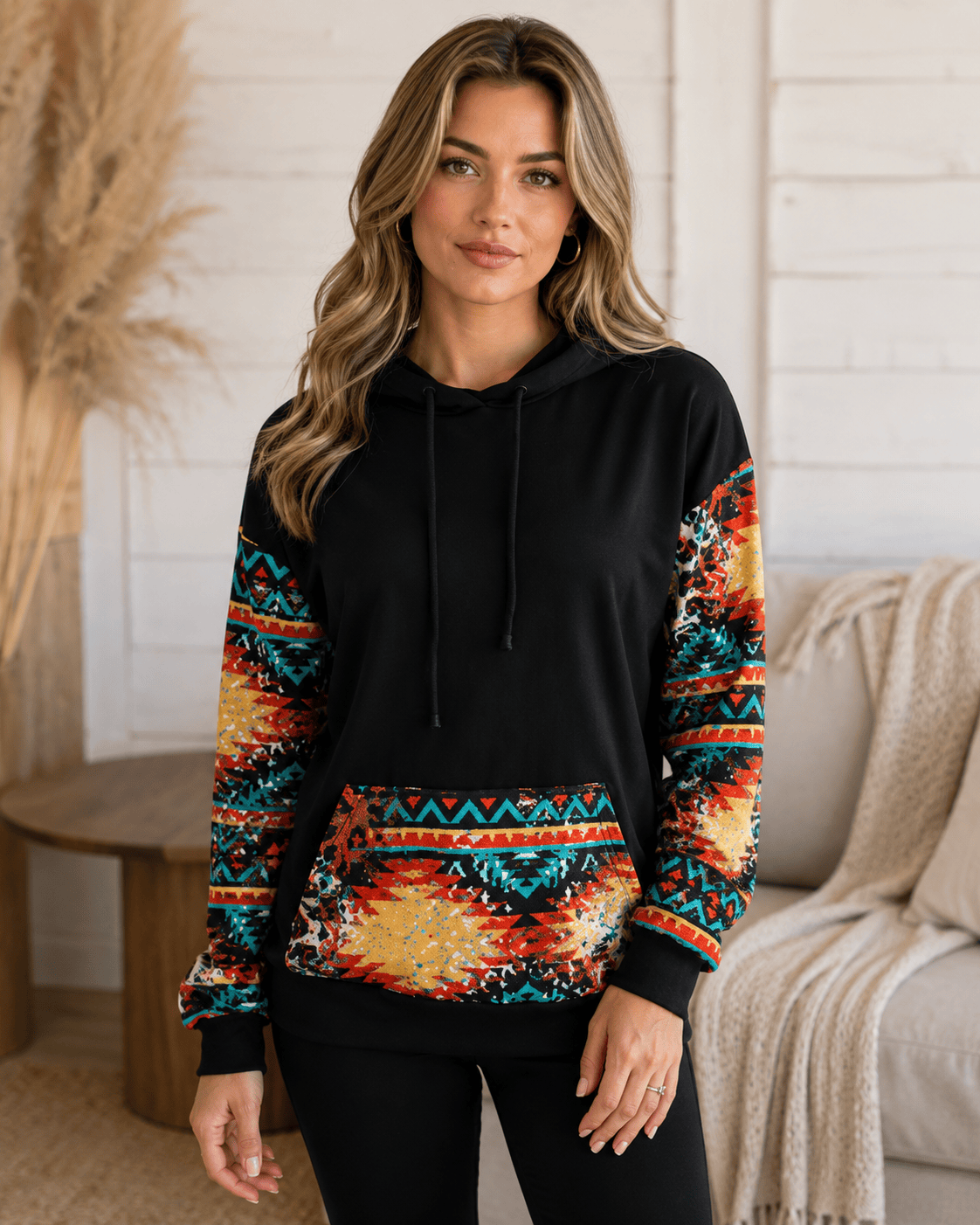 ILTEX Apparel Women's Clothing Aztec Black Pullover Hoodie