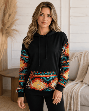 ILTEX Apparel Women's Clothing Aztec Black Pullover Hoodie
