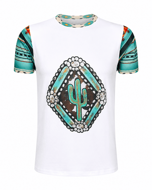 ILTEX Apparel Women's Clothing Aztec Cactus White Top