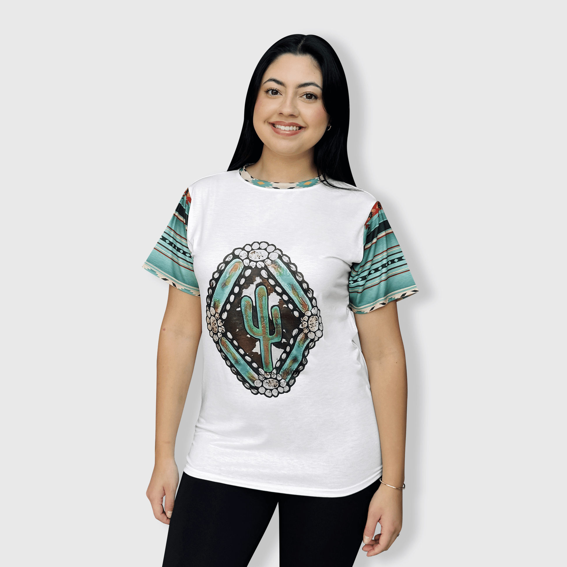 ILTEX Apparel Women's Clothing Aztec Cactus White Top