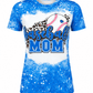 ILTEX Apparel Women's Clothing Baseball Mom Cheetah Blue Faux Bleached Top