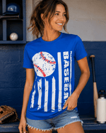 ILTEX Apparel Women's Clothing Baseball Striped Blue Top