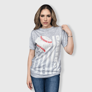 ILTEX Apparel Women's Clothing Baseball Striped Gray Top