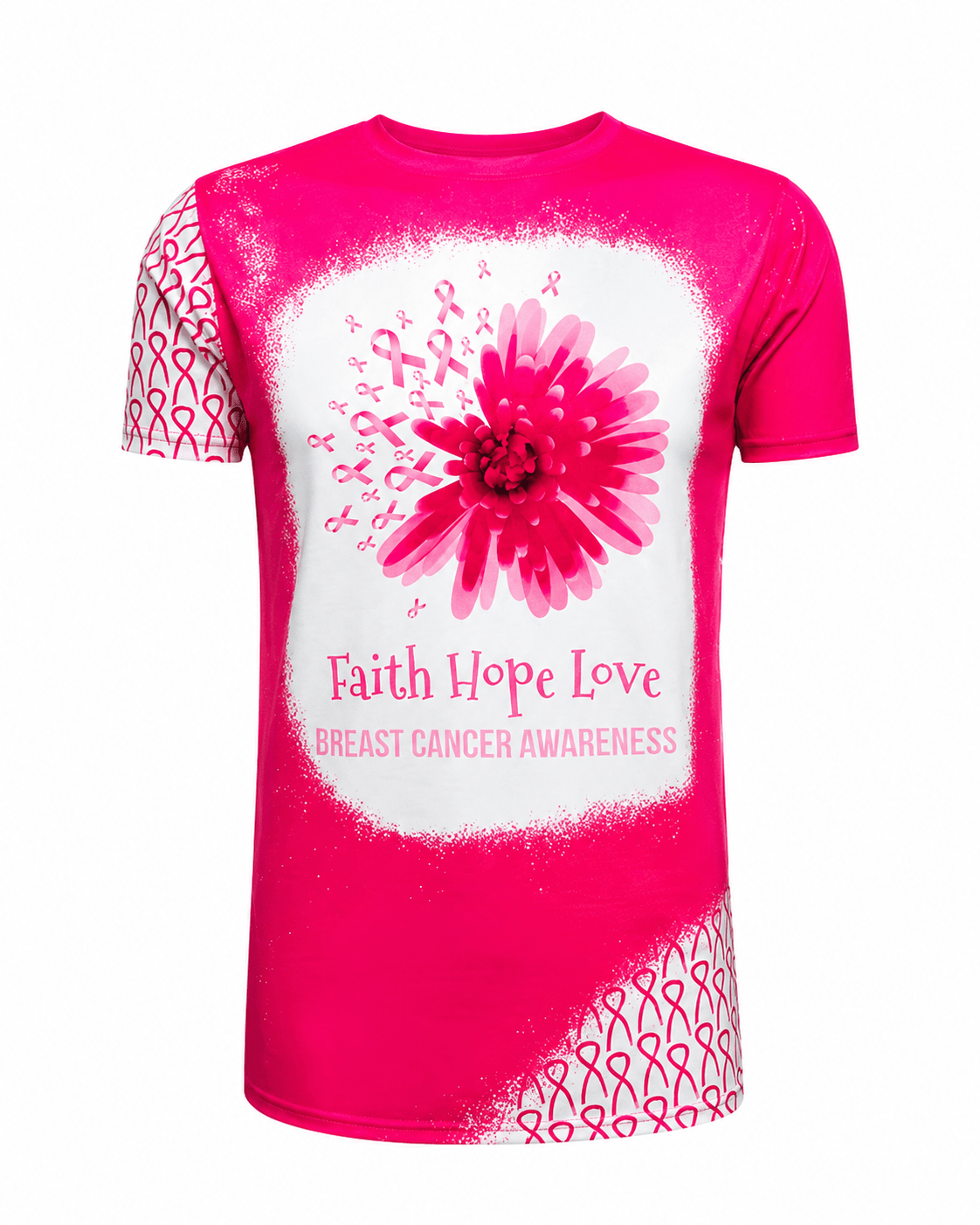 ILTEX Apparel Women's Clothing Breast Cancer 'Faith Hope Love' Bleached Top