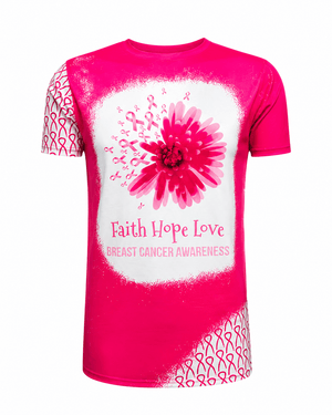ILTEX Apparel Women's Clothing Breast Cancer 'Faith Hope Love' Bleached Top