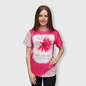 ILTEX Apparel Women's Clothing Breast Cancer 'Faith Hope Love' Bleached Top