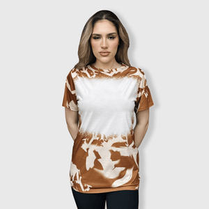 ILTEX Apparel Women's Clothing Brown Western Blank Faux Bleached Top