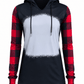 ILTEX Apparel Women's Clothing Buffalo Plaid Black Red Hoodie Blank Faux Bleached Top