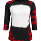 ILTEX Apparel Women's Clothing Buffalo Plaid Black Red Raglan Blank Faux Bleached Top