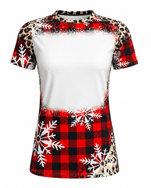 ILTEX Apparel Women's Clothing Buffalo Plaid Cheetah Snowflakes Blank Faux Bleached Top