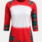 ILTEX Apparel Women's Clothing Buffalo Plaid Red Green Raglan Blank Faux Bleached Top (Red)