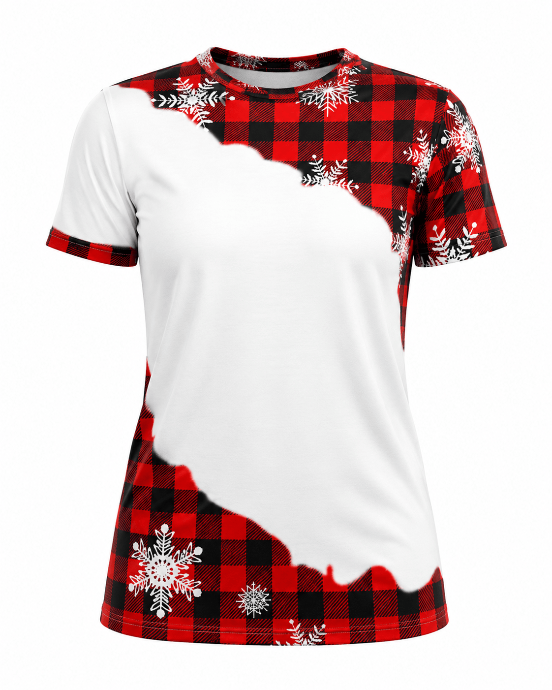 ILTEX Apparel Women's Clothing Buffalo Plaid Snowflake White Blank Top