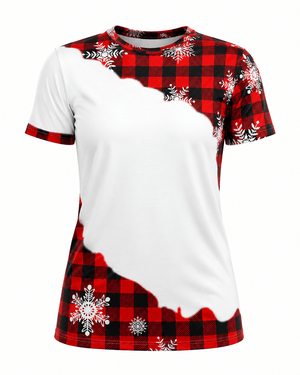 ILTEX Apparel Women's Clothing Buffalo Plaid Snowflake White Blank Top