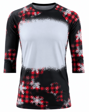 ILTEX Apparel Women's Clothing Buffalo Plaid Snowflakes Raglan Blank Faux Bleached Top