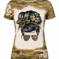 ILTEX Apparel Women's Clothing Camo Cheetah Mama Bun Faux Bleached Top