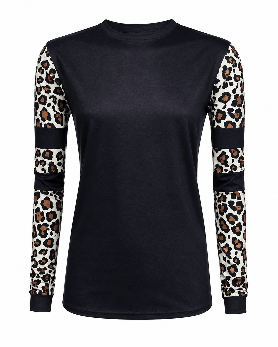 ILTEX Apparel Women's Clothing Cheetah Black Spliced Long Sleeve Top