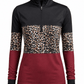ILTEX Apparel Women's Clothing Cheetah Burgundy Black Quarter Zip Top