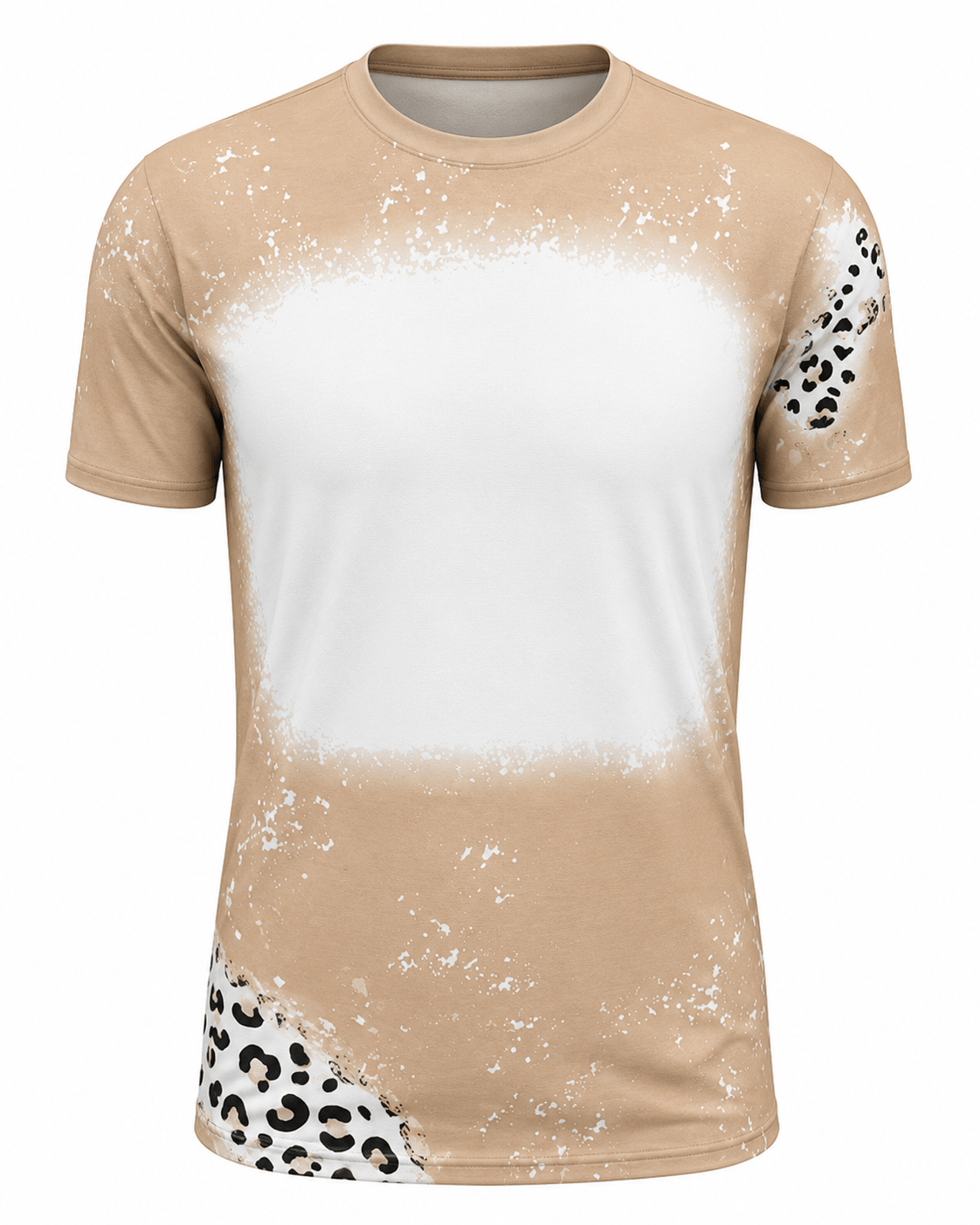 ILTEX Apparel Women's Clothing Cheetah Cream Blank Faux Bleached Top