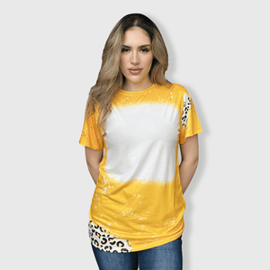 ILTEX Apparel Women's Clothing Cheetah Gold Blank Faux Bleached Top