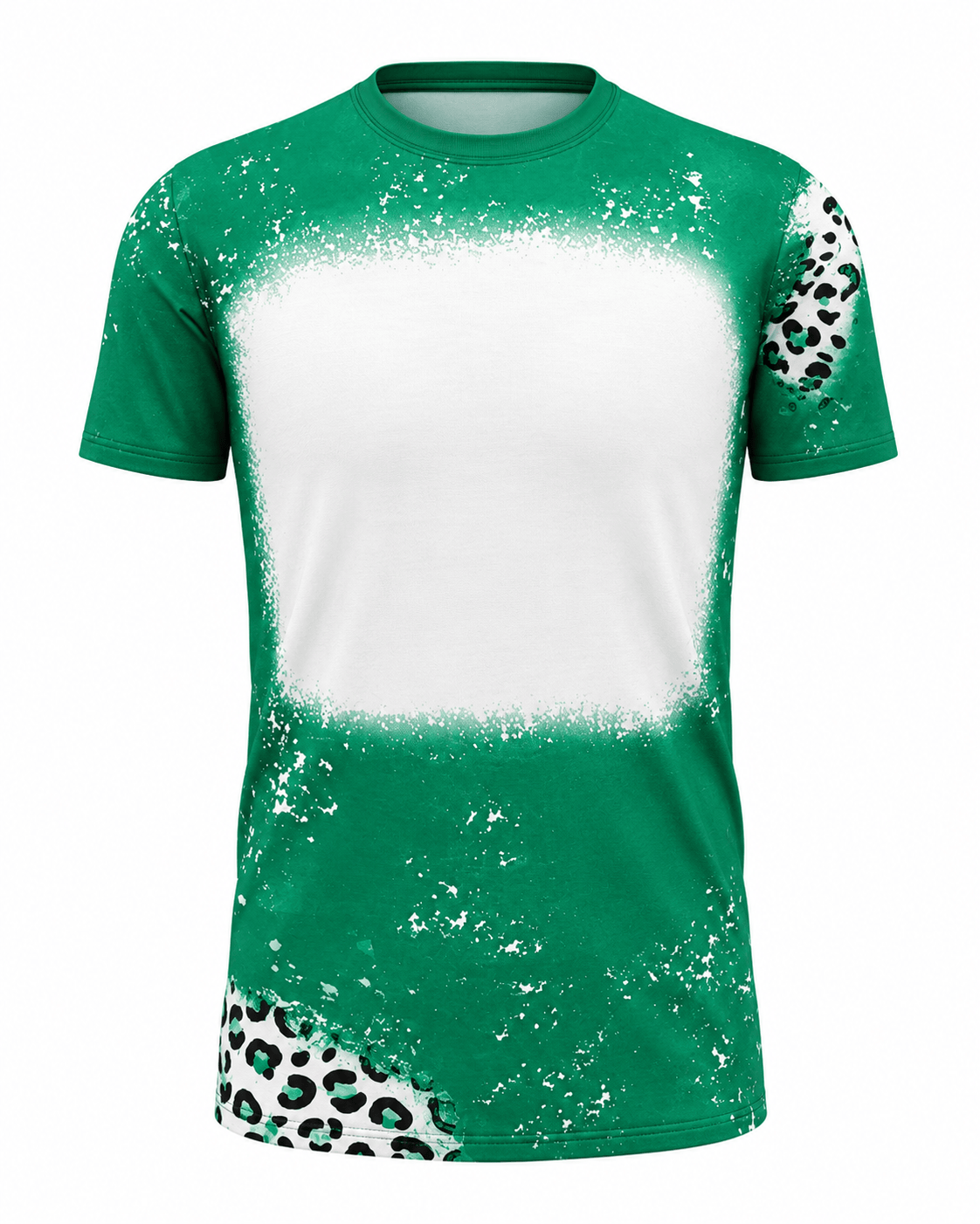 ILTEX Apparel Women's Clothing Cheetah Green Blank Faux Bleached Top