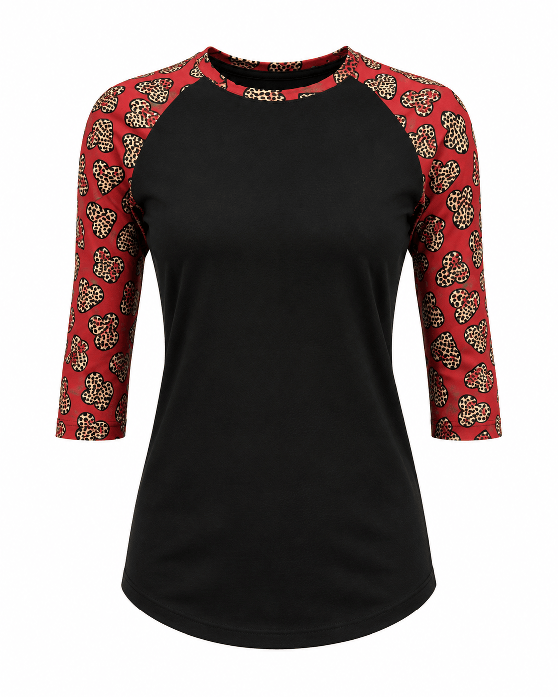 ILTEX Apparel Women's Clothing Cheetah Heart Black Pink Top