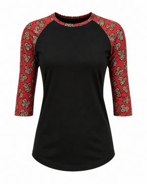 ILTEX Apparel Women's Clothing Cheetah Heart Black Pink Top