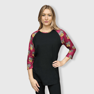 ILTEX Apparel Women's Clothing Cheetah Heart Sunflower Maroon Top