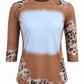 ILTEX Apparel Women's Clothing Cheetah Light Brown Raglan Blank Faux Bleached Top