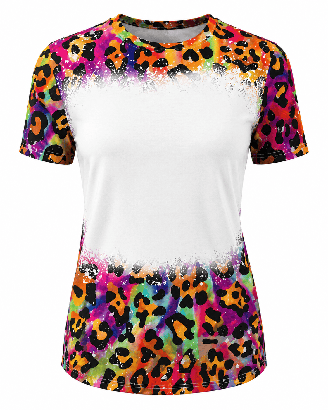 ILTEX Apparel Women's Clothing Cheetah Multi Blank Faux Bleached Top