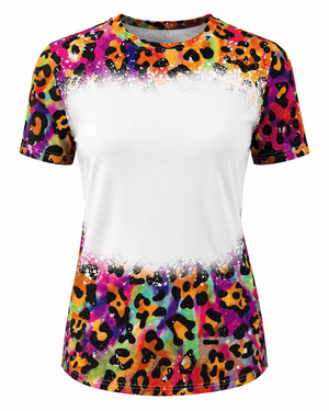 ILTEX Apparel Women's Clothing Cheetah Multi Blank Faux Bleached Top
