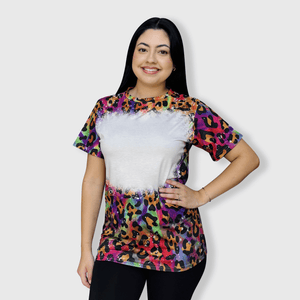ILTEX Apparel Women's Clothing Cheetah Multi Blank Faux Bleached Top