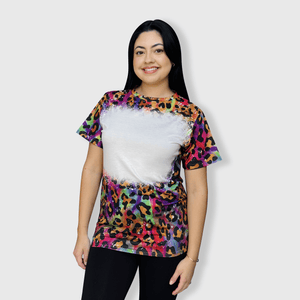 ILTEX Apparel Women's Clothing Cheetah Multi Blank Faux Bleached Top