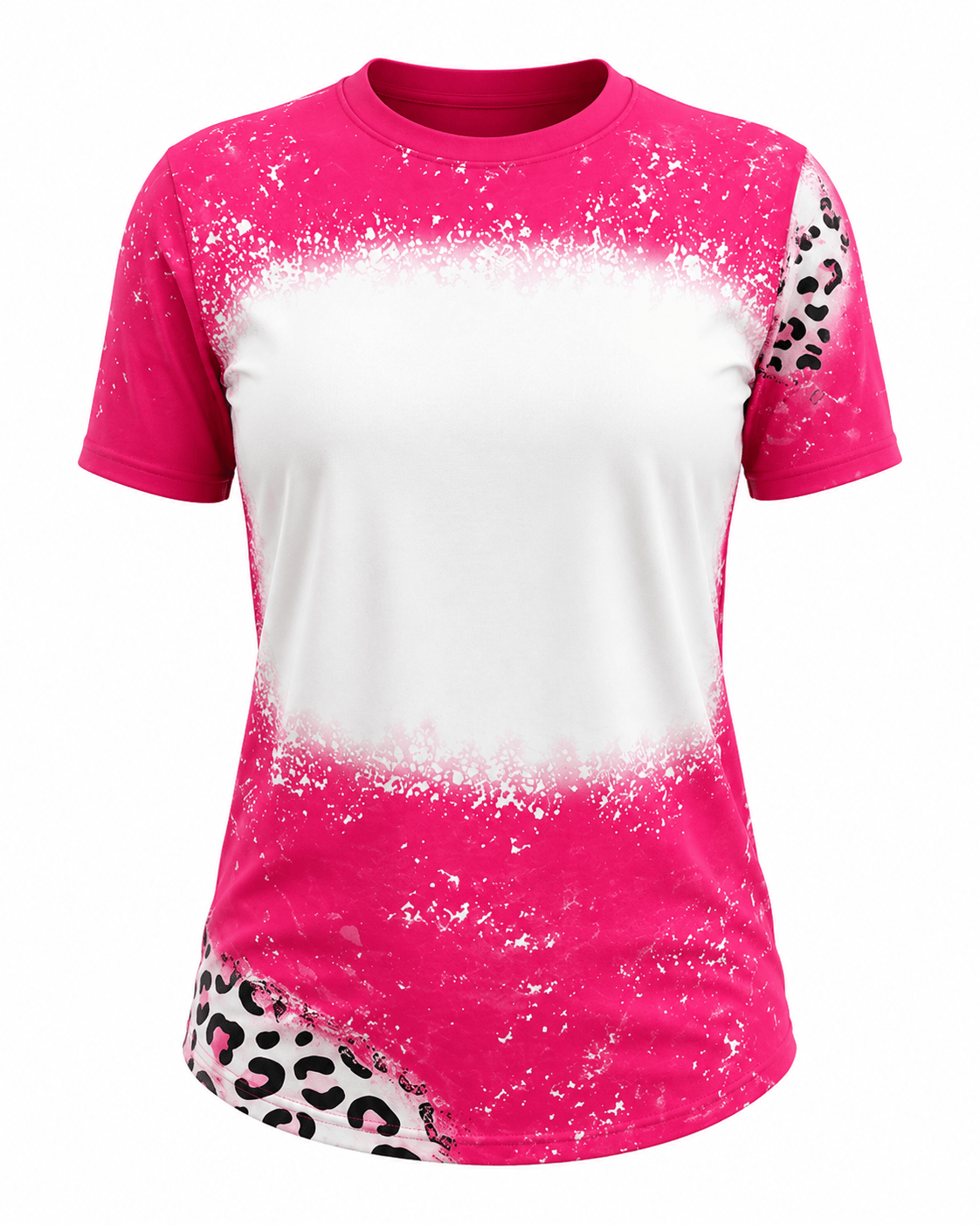 ILTEX Apparel Women's Clothing Cheetah Pink Blank Faux Bleached Top