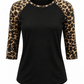 ILTEX Apparel Women's Clothing Cheetah Print Black Raglan