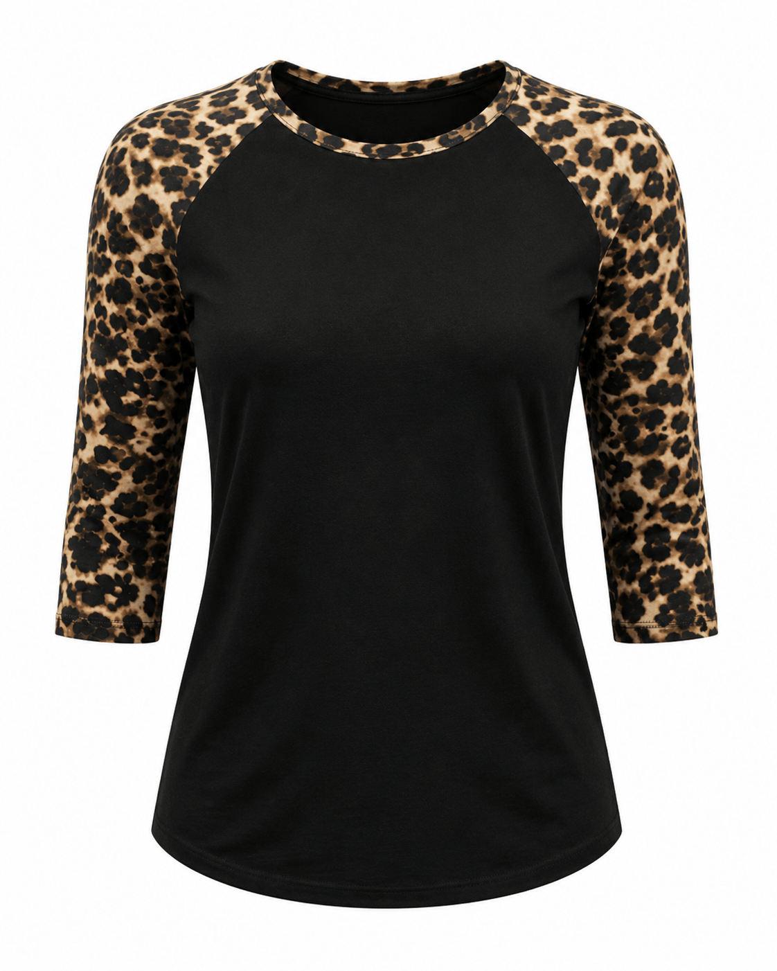 ILTEX Apparel Women's Clothing Cheetah Print Black Raglan