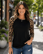 ILTEX Apparel Women's Clothing Cheetah Print Black Raglan