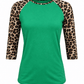 ILTEX Apparel Women's Clothing Cheetah Print Green Raglan