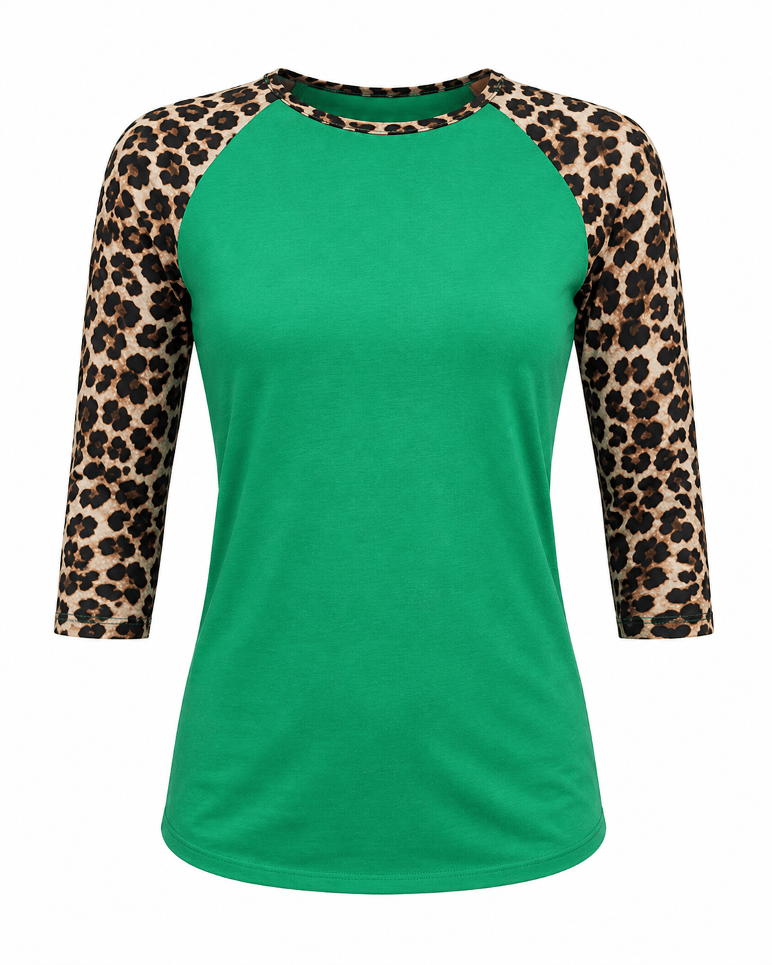 ILTEX Apparel Women's Clothing Cheetah Print Green Raglan