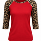 ILTEX Apparel Women's Clothing Cheetah Print Red Raglan