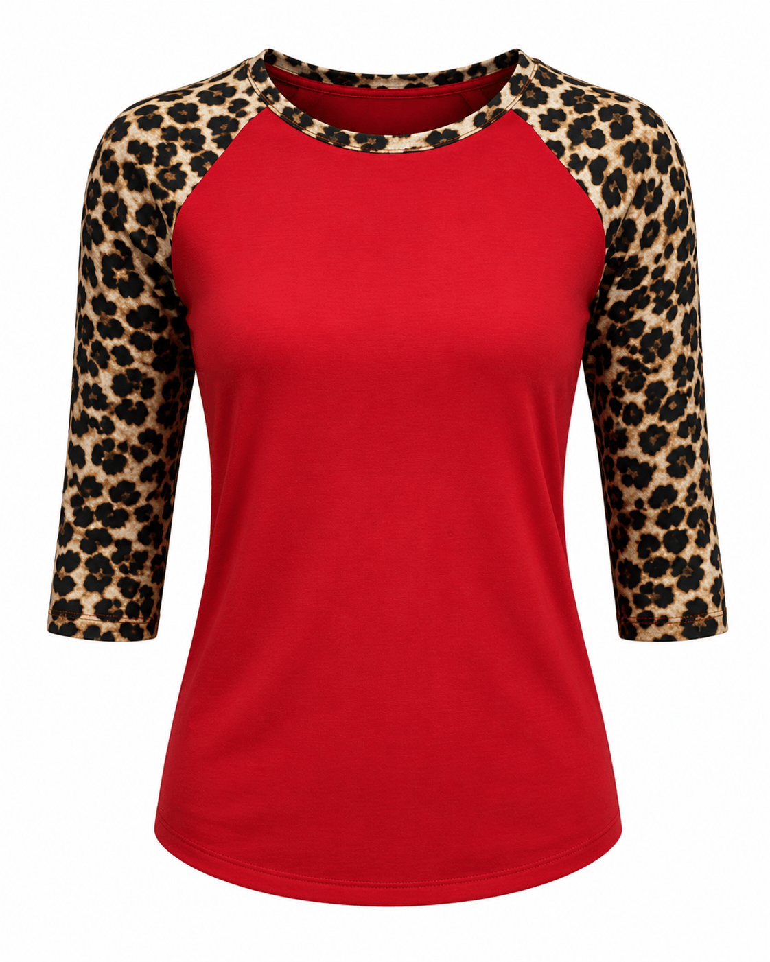 ILTEX Apparel Women's Clothing Cheetah Print Red Raglan