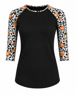 ILTEX Apparel Women's Clothing Cheetah Pumpkin Black Top