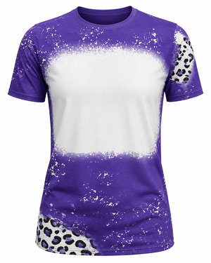 ILTEX Apparel Women's Clothing Cheetah Purple Blank Faux Bleached Top