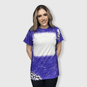 ILTEX Apparel Women's Clothing Cheetah Purple Blank Faux Bleached Top
