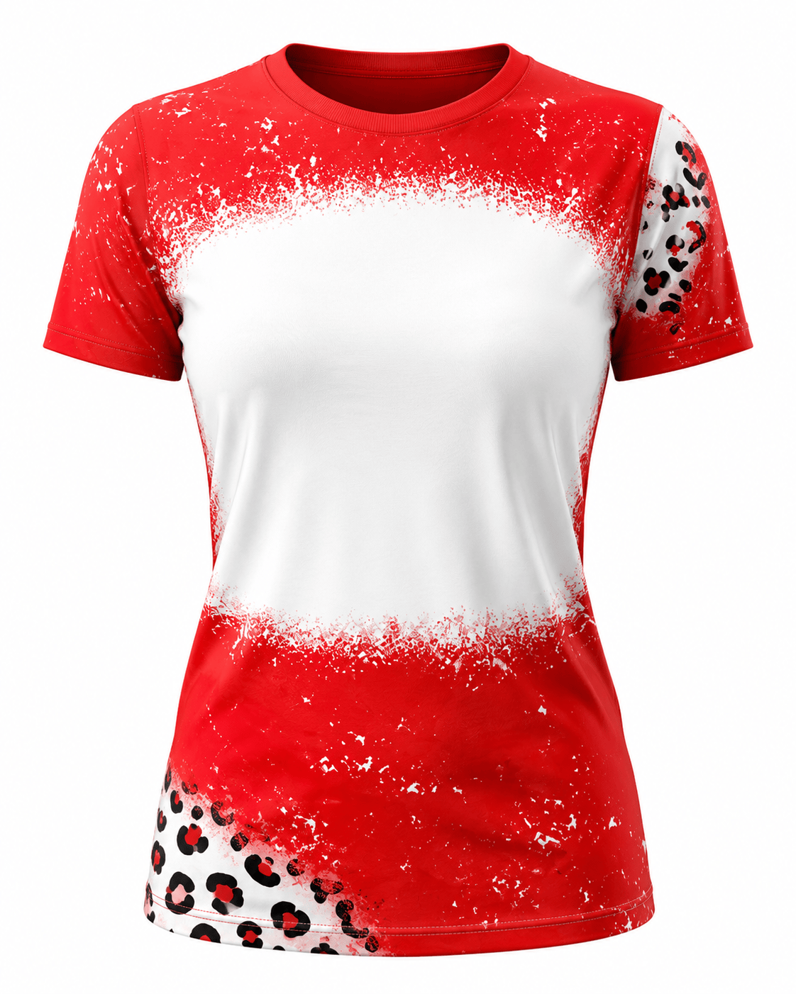 ILTEX Apparel Women's Clothing Cheetah Red Blank Faux Bleached Top