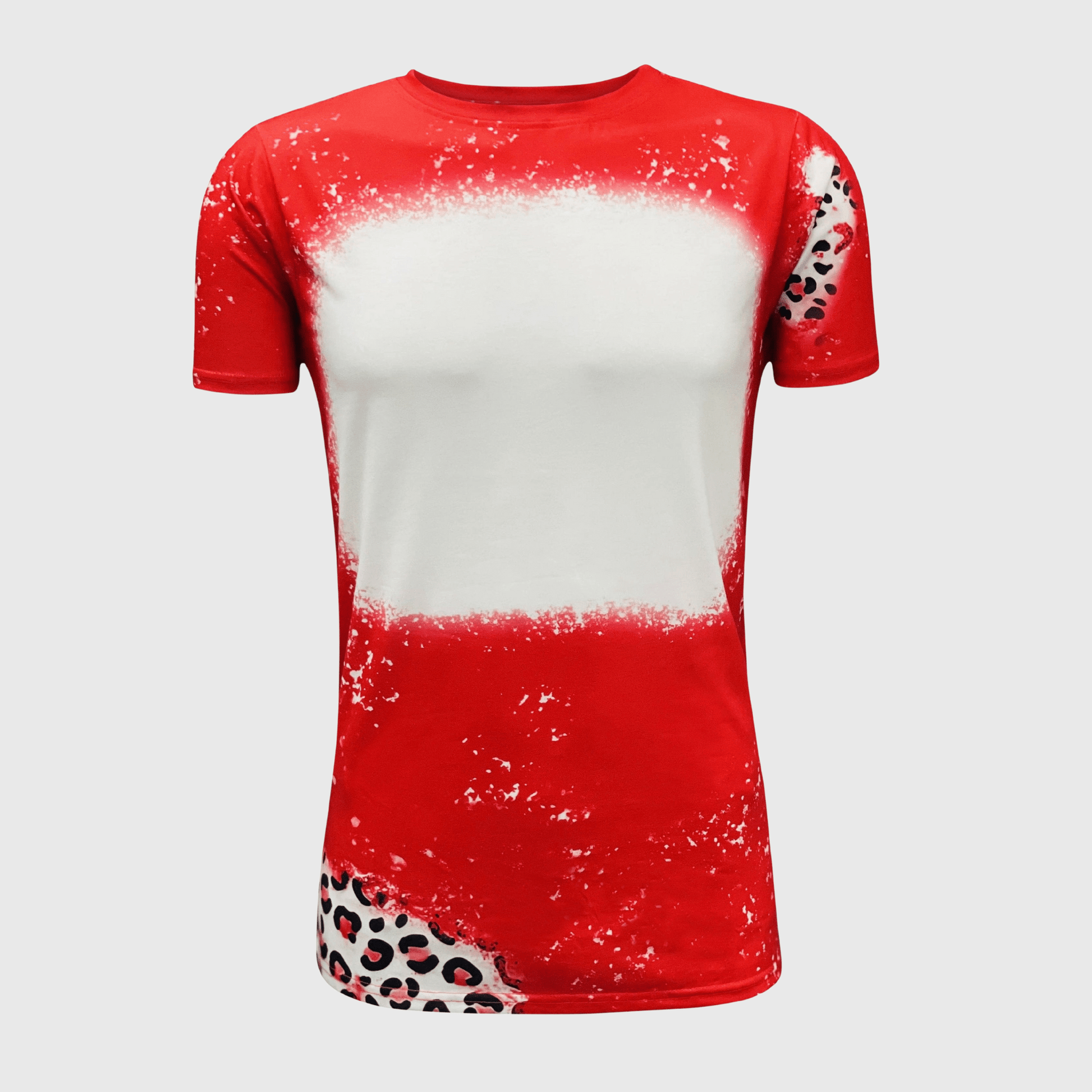 ILTEX Apparel Women's Clothing Cheetah Red Blank Faux Bleached Top