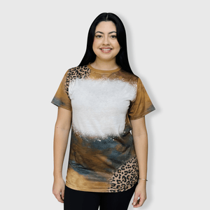 ILTEX Apparel Women's Clothing Cheetah Rustic Print Blank Faux Bleached Top