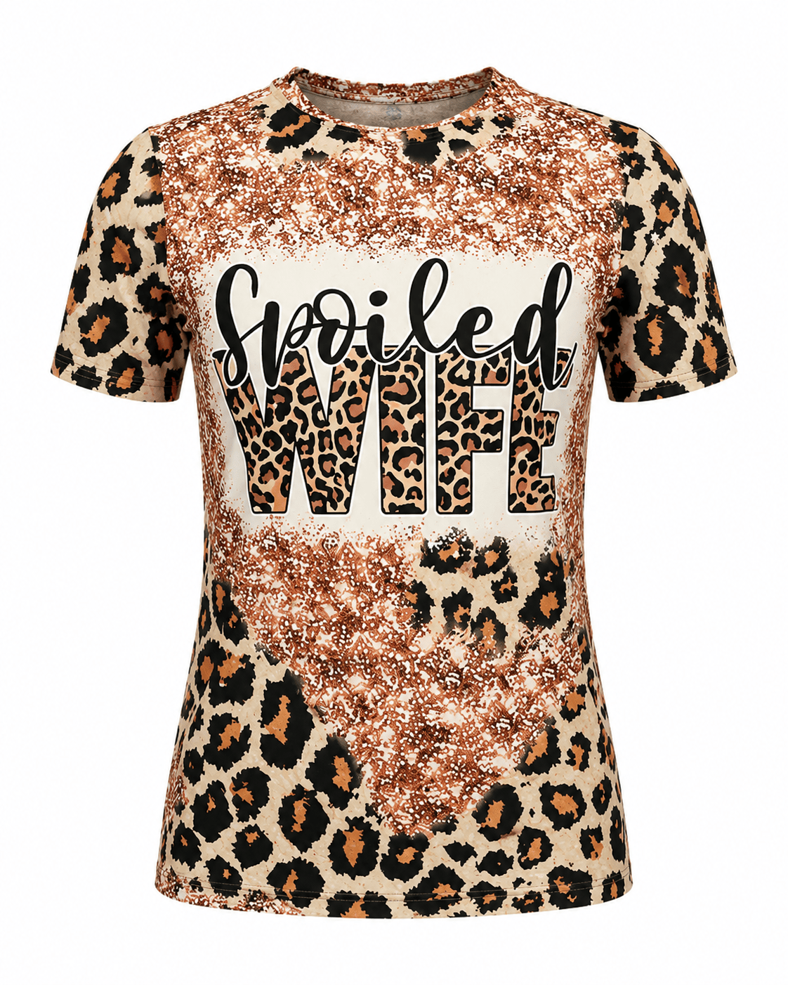 ILTEX Apparel Women's Clothing Cheetah 'Spoiled Wife' Faux Bleached Top