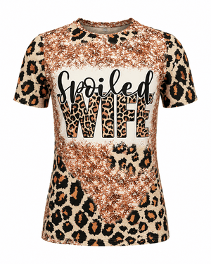ILTEX Apparel Women's Clothing Cheetah 'Spoiled Wife' Faux Bleached Top