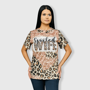 ILTEX Apparel Women's Clothing Cheetah 'Spoiled Wife' Faux Bleached Top